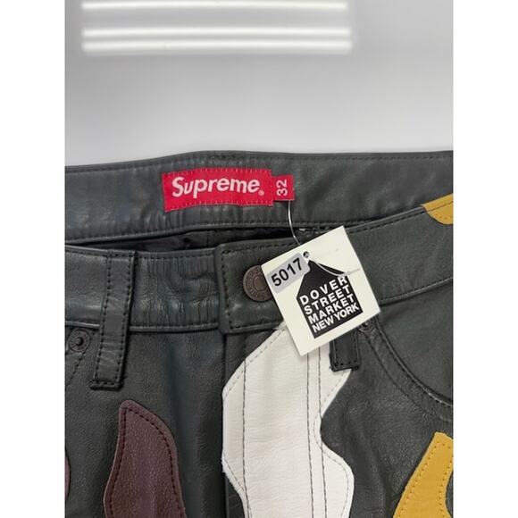 NWT Supreme Camo Cowhide Leather 5-Pocket Pant Mid Rise Multicolor Mens Size 32 - Picture 8 of 12
